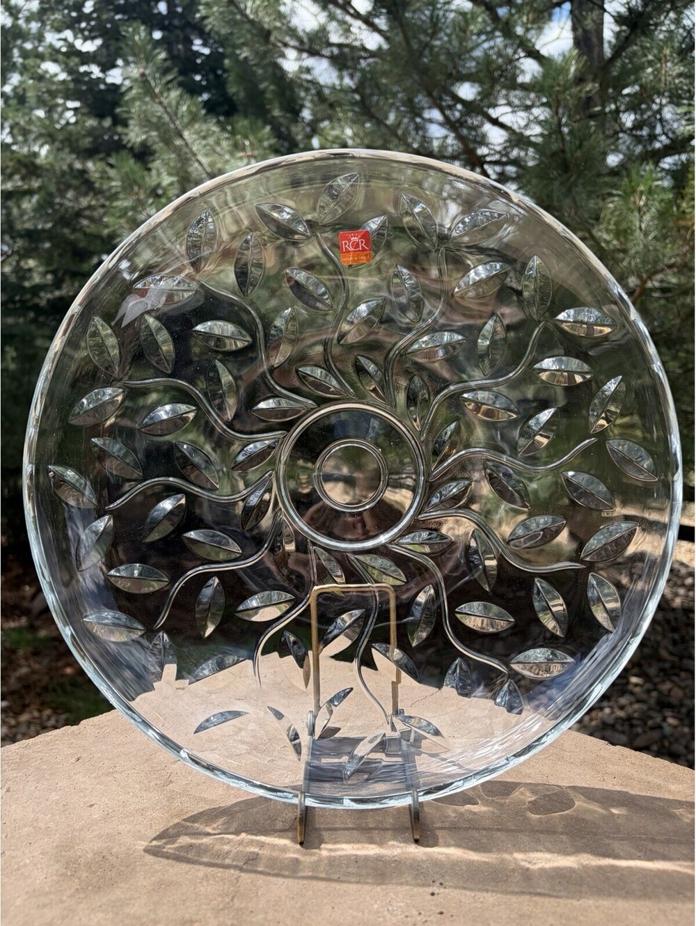 RCR Crystal Platter Home To Table Laurus 13” Made In Tuscany Italy With Box